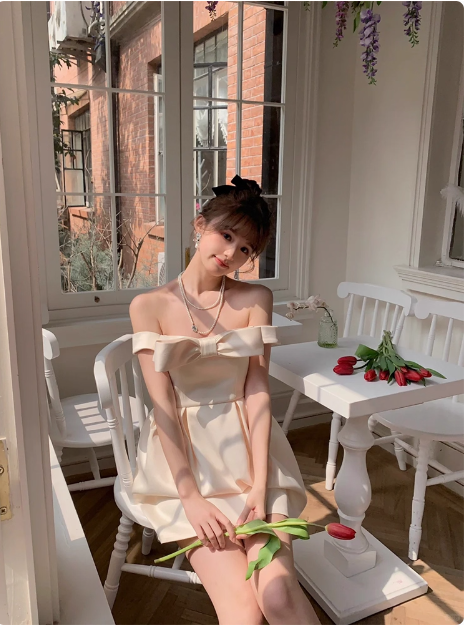 Princess Bow Satin One Shoulder Birthday Dress Homecoming Dress - VelvetHem