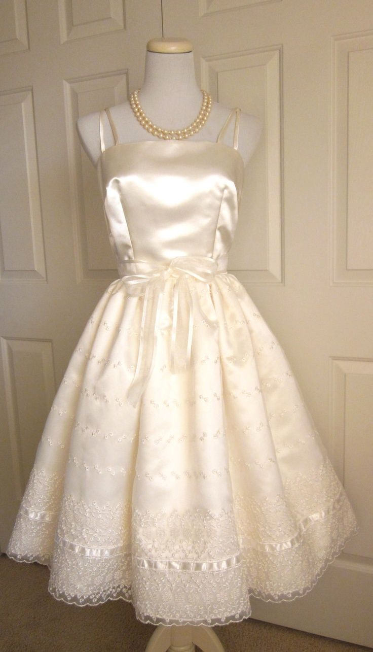 Cute Ivory Strappy Satin Lace Trim A-line Birthday Dress Homecoming Dress - VelvetHem