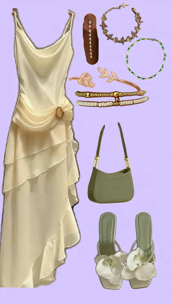 Elegant Chiffon Ivory Strap Irregular Birthday Dress Homecoming Dress - View 5 | VelvetHem