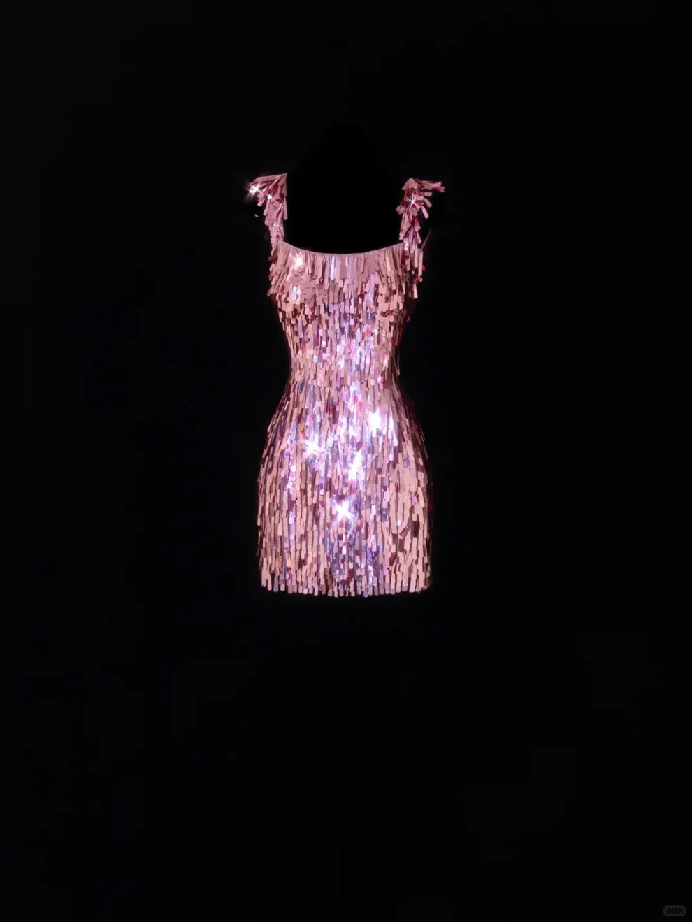 Gorgeous Pink Square Neck Sequin Tassel Slim Birthday Party Homecoming Dress - VelvetHem