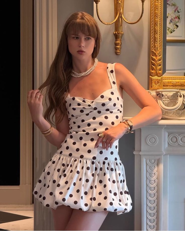 Sweet Polka Dot Sleeveless Flower Bud 16th Birthday Homecoming Dress - View 7 | VelvetHem