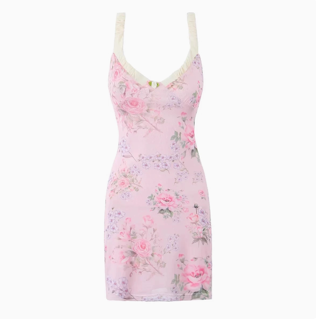French Floral Hip Strap Birthday Short Skirt Homecoming Dress - View 6 | VelvetHem
