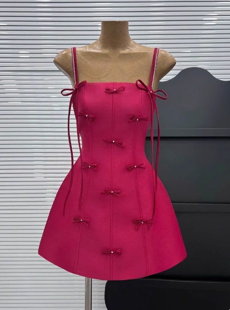 Sweet Bow Strap Waist Satin 17th Birthday Homecoming Dress - VelvetHem