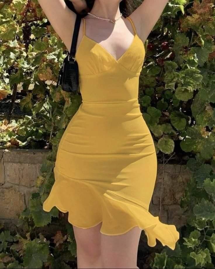 Beautiful Ruffled Yellow Suspenders 17th Birthday Homecoming Dress - View 2 | VelvetHem