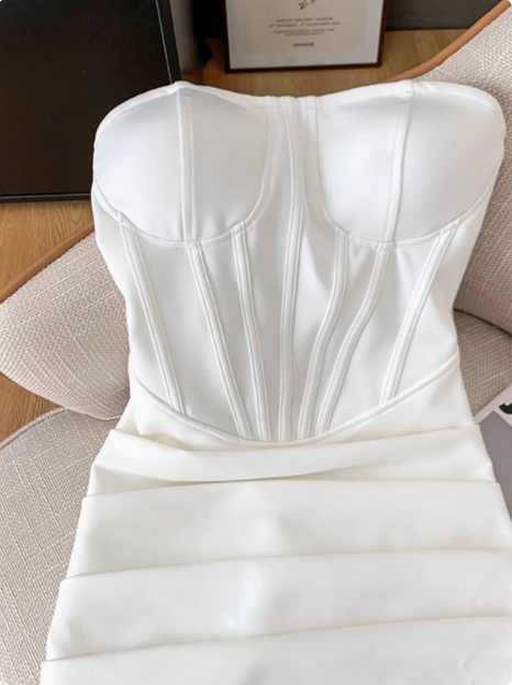 Simple Tube Top Herringbone Slim Fit 17th Birthday Homecoming Dress - View 3 | VelvetHem