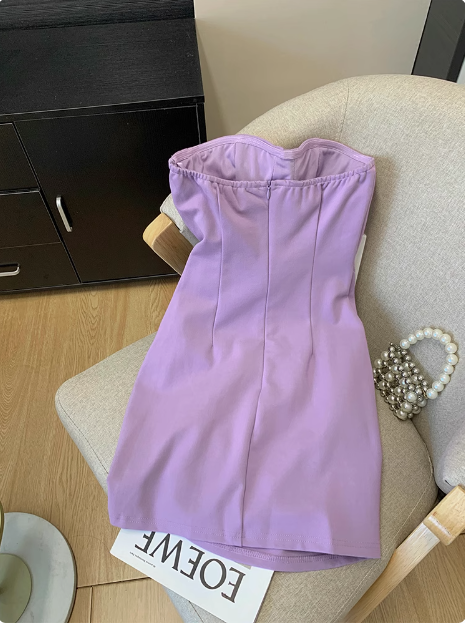 Simple Tube Top Herringbone Slim Fit 17th Birthday Homecoming Dress - View 5 | VelvetHem