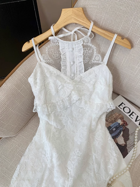 Cute Lace Sleeveless Halter Neck 17th Birthday Homecoming Dress - View 6 | VelvetHem