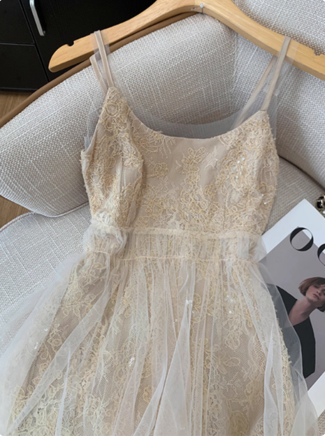 Sweet Waist Mesh Lace Birthday Short Skirt Homecoming Dress - View 5 | VelvetHem
