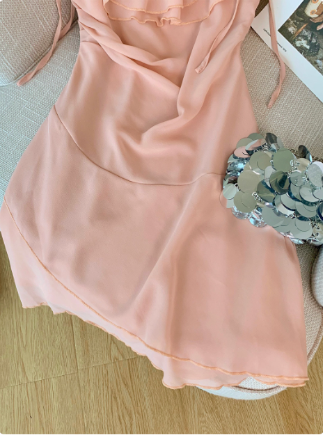 Sweet Ruffled Large U-neck Chiffon 17th Birthday Homecoming Dress - View 5 | VelvetHem