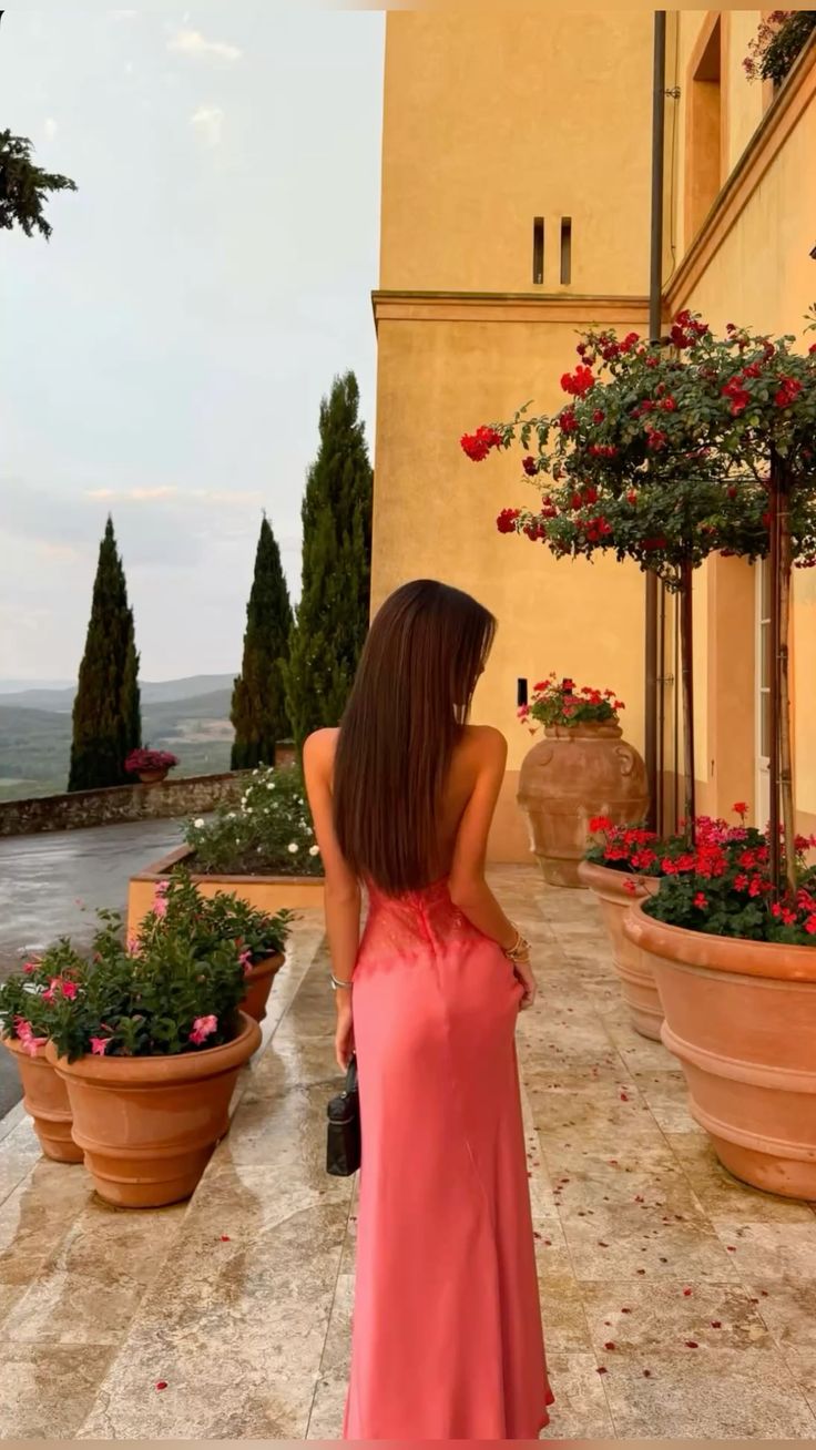 Sexy And Elegant Rose Pink Fitted Halter Neck Backless Lace Satin Long Prom Dress Evening Dress - View 4 | VelvetHem