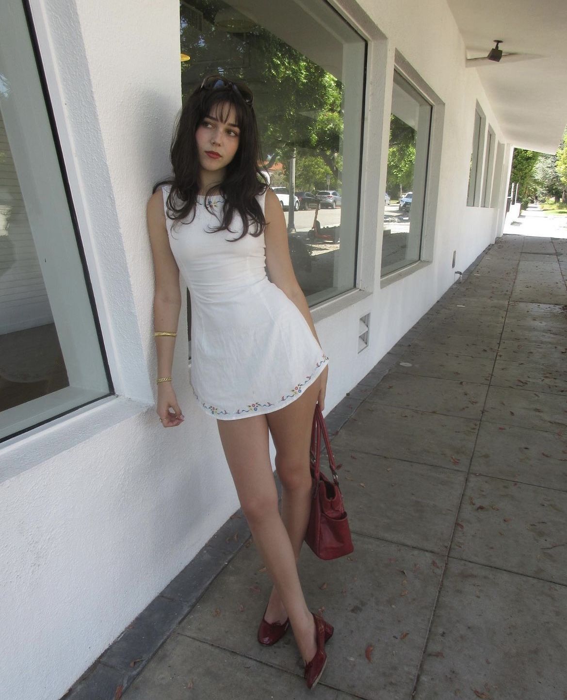 Fresh And Sweet White Round Neck Embroidered 17th Birthday Homecoming Dress - View 2 | VelvetHem