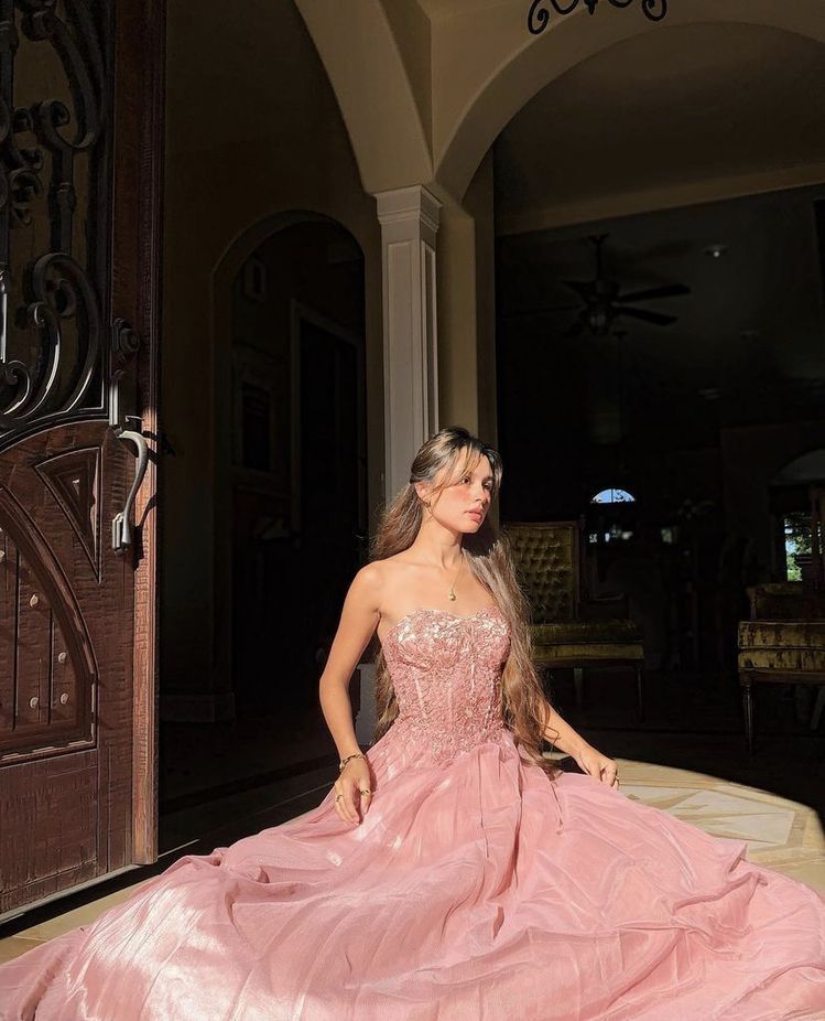 Princess Pink A-line Sweetheart Neck Lace Luminous Tulle Long Prom Dress Evening Dress - VelvetHem