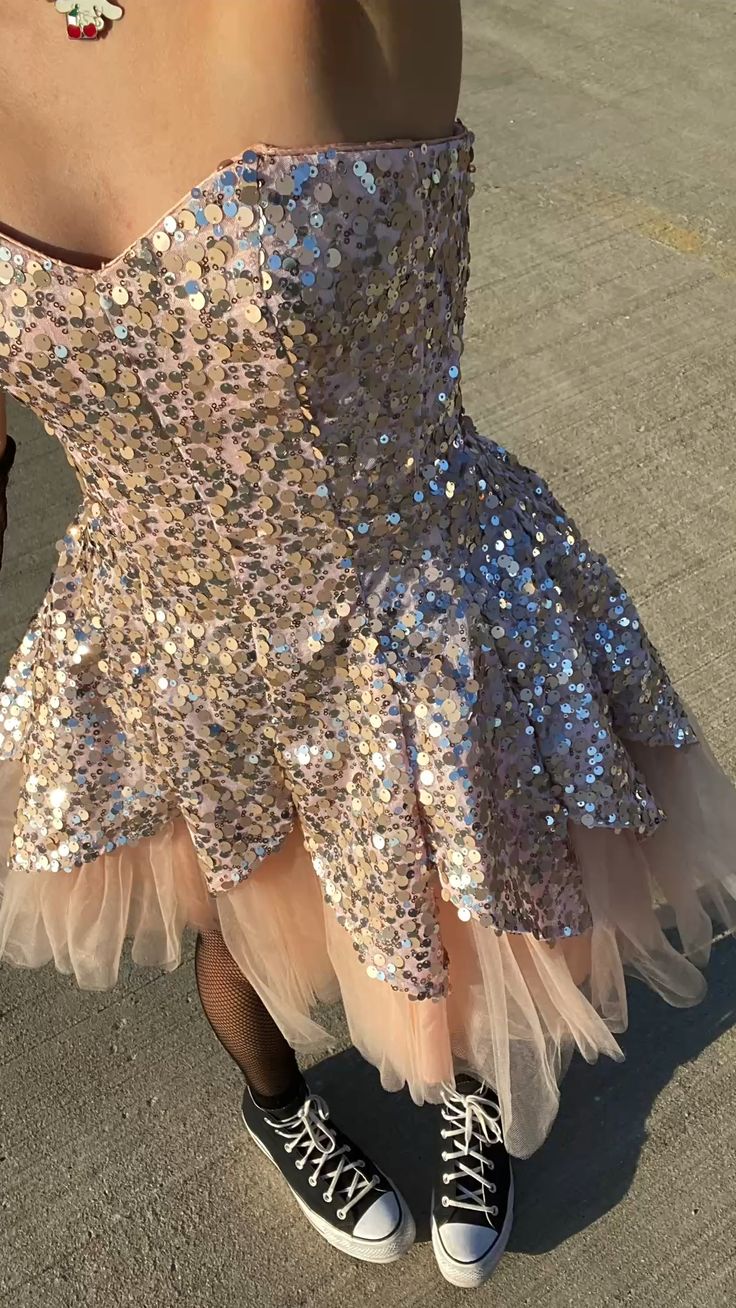 Sweet Pink Sequins with Tulle A-line Birthday Party Homecoming Dress - VelvetHem