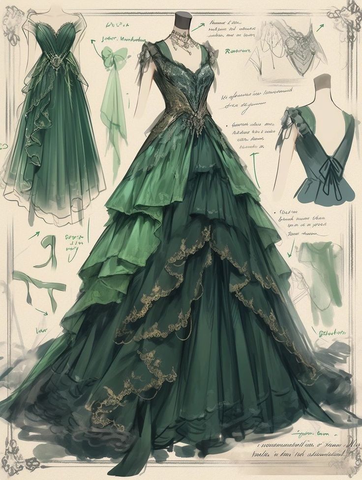 Vintage Emerald Green A-line Lace Layered Tulle Train Prom Dress Evening Dress - VelvetHem