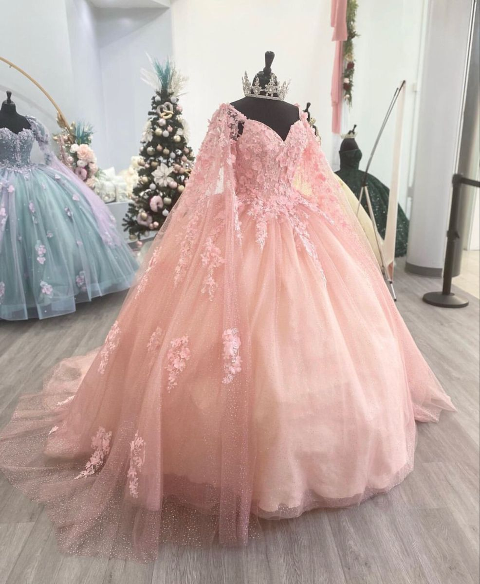 Pink Tulle Lace Ball Gown,Pink Sweet 16 Dress,Pink Princess Dress Y2339 - VelvetHem