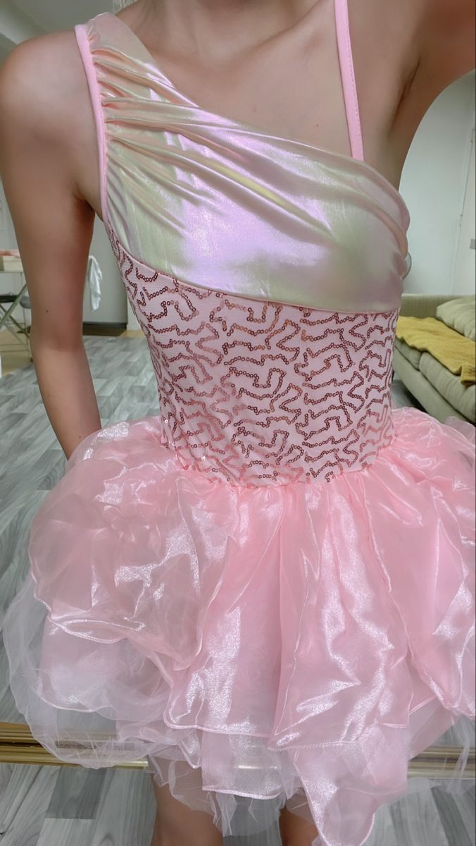 Dreamy Pink One-shoulder Sequined Multi-layered Tulle Mini Short Birthday Dress Homecoming Dress - VelvetHem
