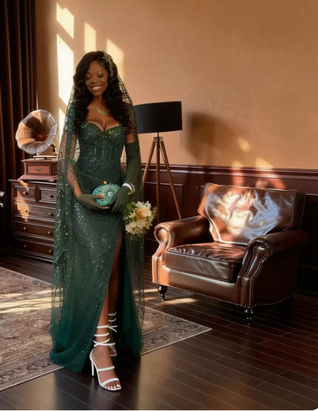 Vintage Dark Green Sweetheart Slit Sequin Tulle Long Prom Dress Evening Dress - VelvetHem