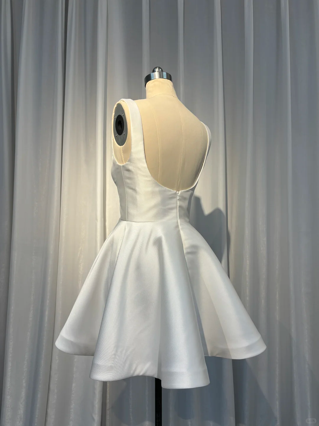 Simple Square Neck White Satin A Line Short Cocktail Dress Homecoming Dress - View 2 | VelvetHem