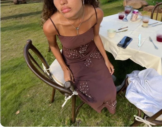 Vintage Dark Brown Spaghetti Strap Slim Fit Open Back Satin Long Prom Dress Birthday Dress
