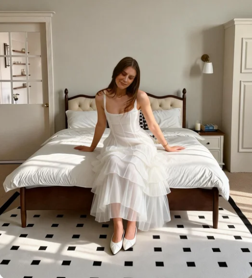Elegant White A-Line Square Neck Boned Tulle Long Prom Dress Evening Dress - View 5 | VelvetHem