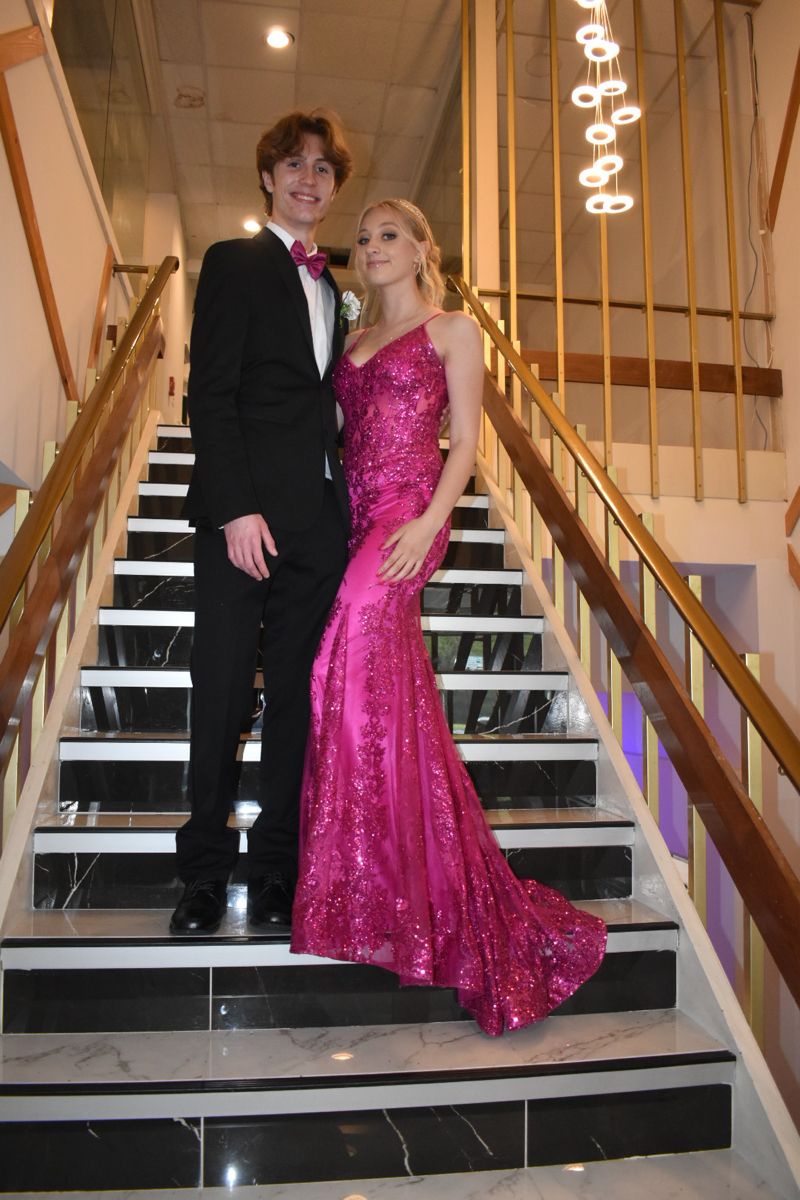 Shimmering Pink Mermaid Tail V-neck Strap Sequin Long Prom Dress Evening Dress - View 2 | VelvetHem