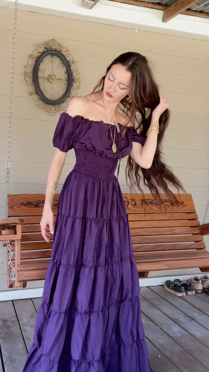 Elegant Dark Purple Off-the-Shoulder Waist A-Line Long Prom Dress Evening Dress
