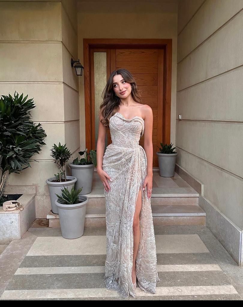 Elegant Strapless High Slit Sequin Long Prom Dress Evening Dress Bridesmaids Dress - VelvetHem