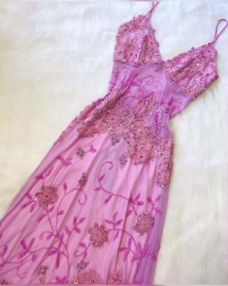Sparkly Tulle Lace Beaded Prom Dress Pink Party Evening Gown - View 2 | VelvetHem