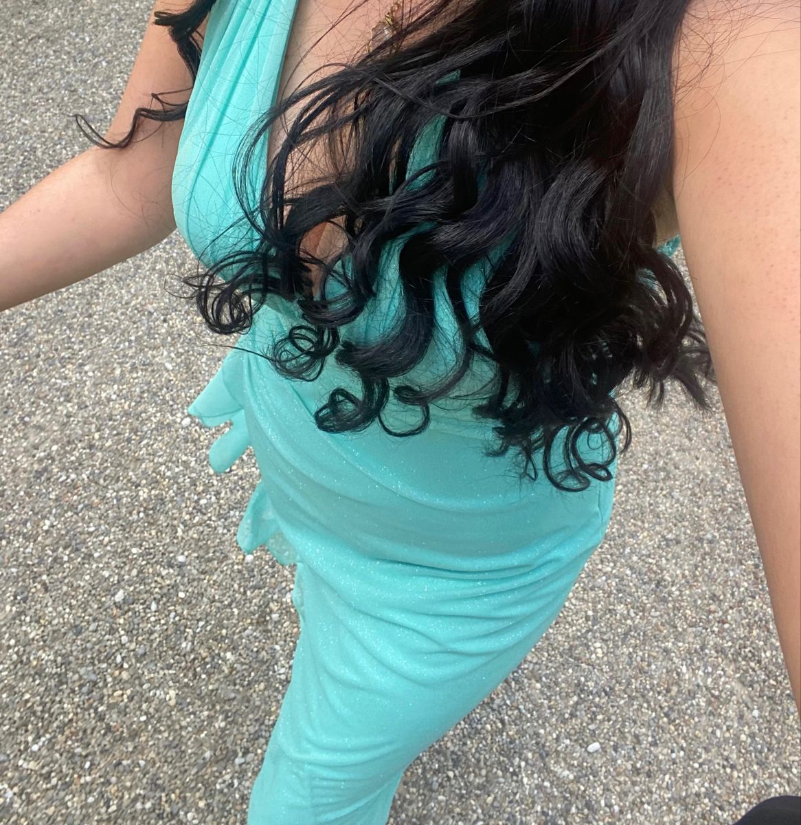 Sexy Mint Green Mermaid Halter Neck Deep V Neck Shimmering Chiffon Long Prom Dress Evening Dress - View 6 | VelvetHem