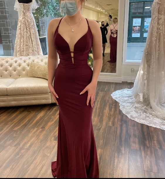 Fashion Burgundy Mermaid Evening Dress Burgundy Formal Gown Y6429 - VelvetHem