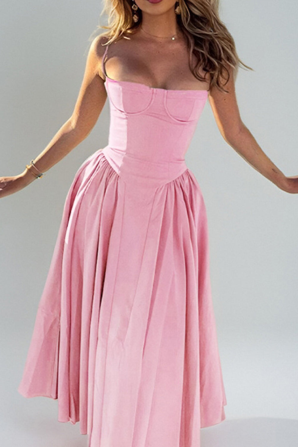 Simple A-Line Spaghetti Straps Tea Length Graduation Party Dress - View 8 | VelvetHem