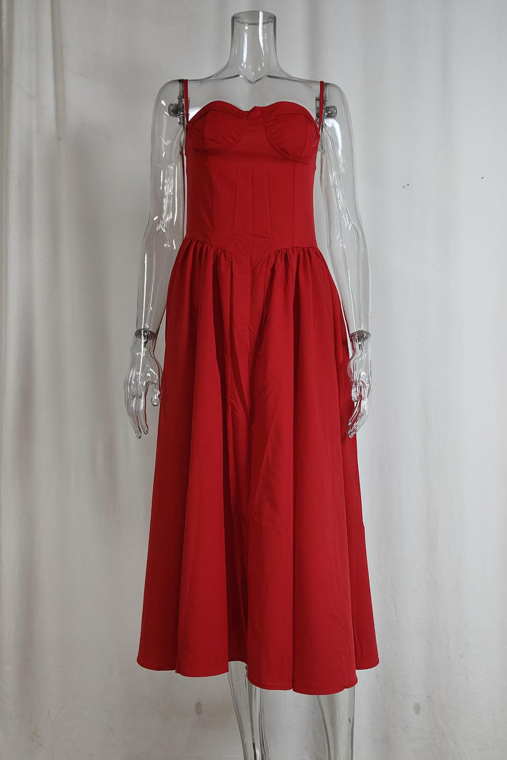 Simple A-Line Spaghetti Straps Tea Length Graduation Party Dress