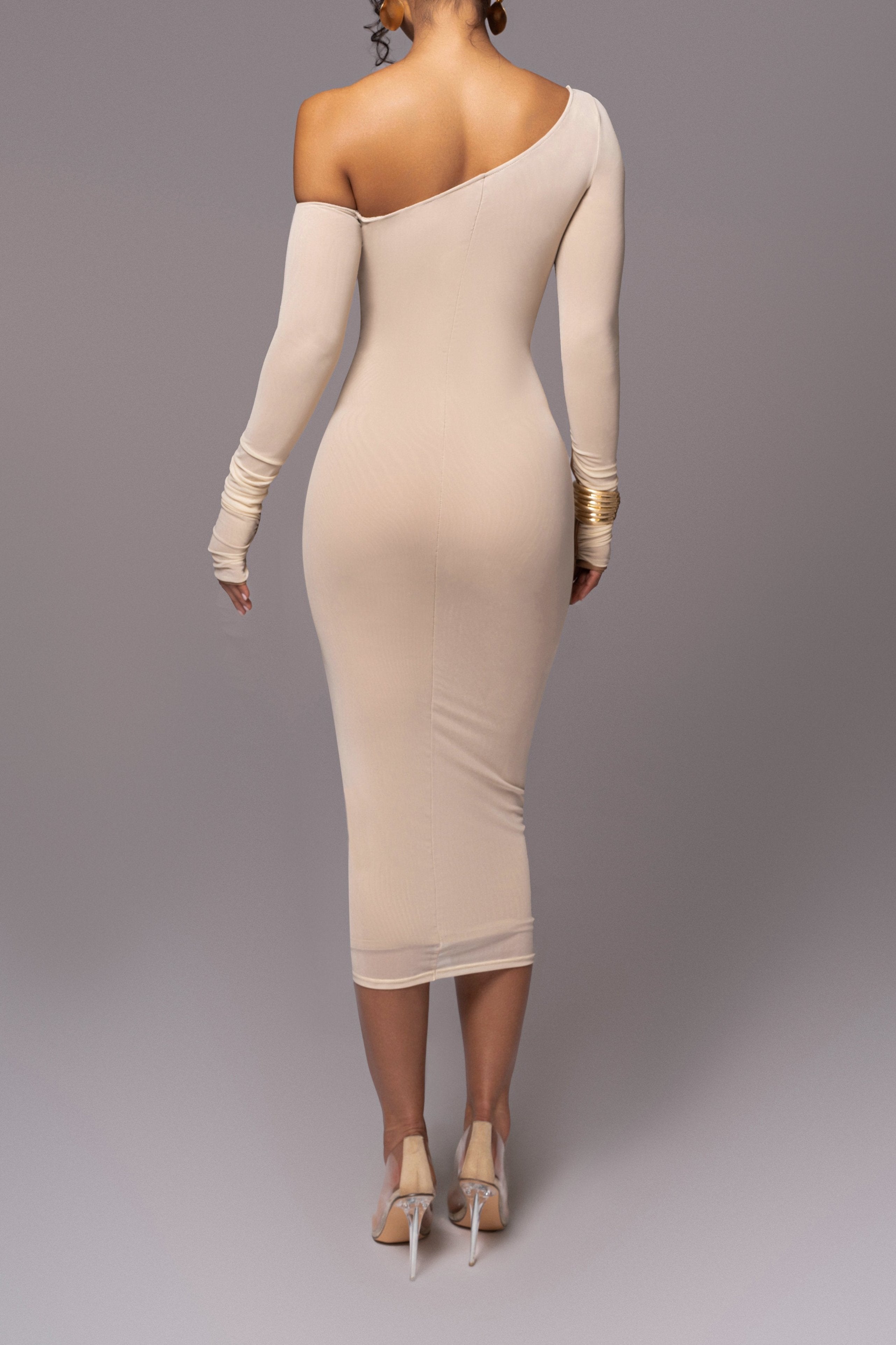 Amelisse - Off - Shoulder Two - Layer Mesh Midi Dress