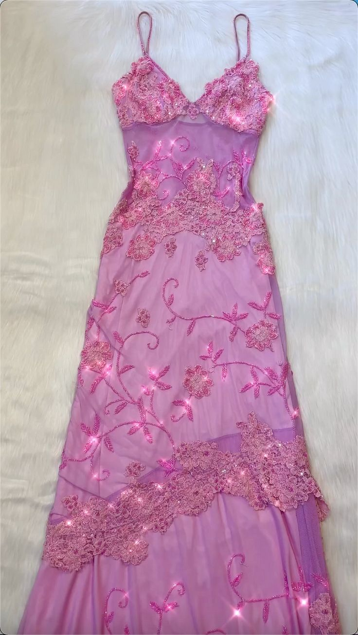 Sparkly Tulle Lace Beaded Prom Dress Pink Party Evening Gown - VelvetHem