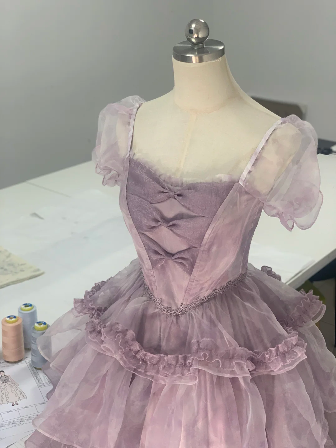 Charming Purple Organza Layered A Line Short Prom Dress Formal Homecoming Dress - View 3 | VelvetHem