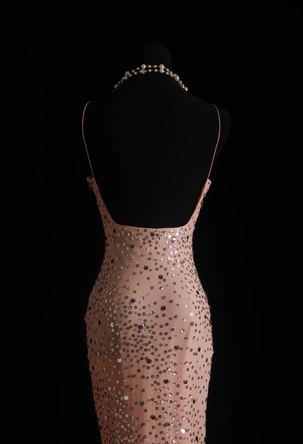 Sparkly Spaghetti Straps Pink Sequin Mermaid Long Party Dress Formal Birthday Prom Dress Evening Dress - View 6 | VelvetHem