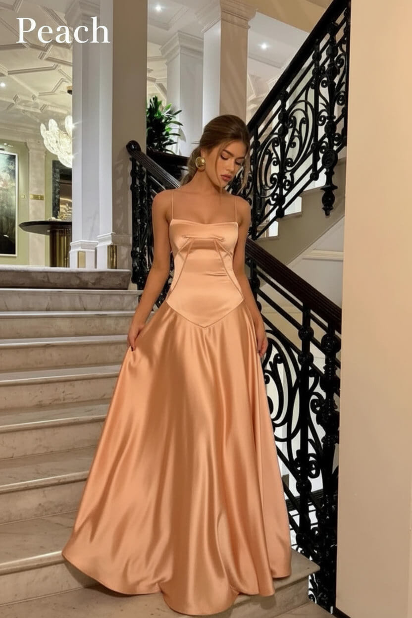 Suzhoufashion Brown Luxe Silk-Look Long Evening Dress With Fitted Bodice Formal Evening Gown