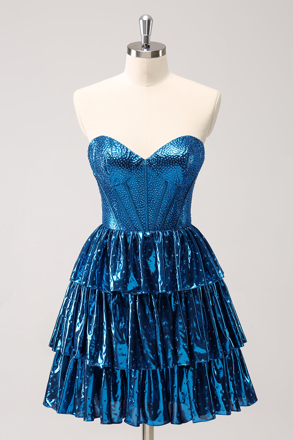 Peacock Blue Homecoming Dresses Sweetheart Ruffled Short Cocktail Dresses