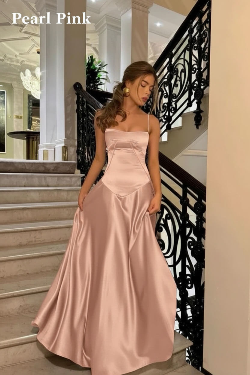 Suzhoufashion Brown Luxe Silk-Look Long Evening Dress With Fitted Bodice Formal Evening Gown