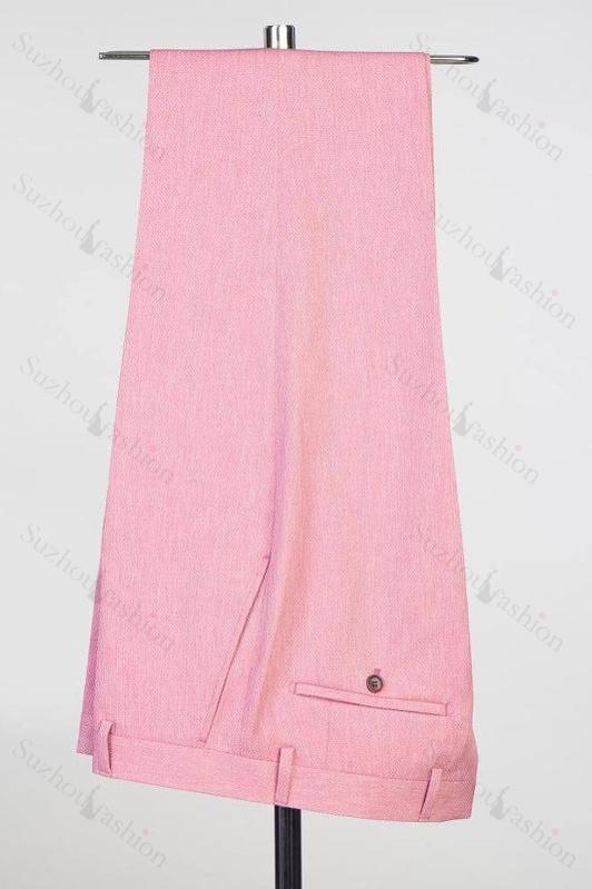 Pink Double Breasted Peaked Lapel Prom Suit