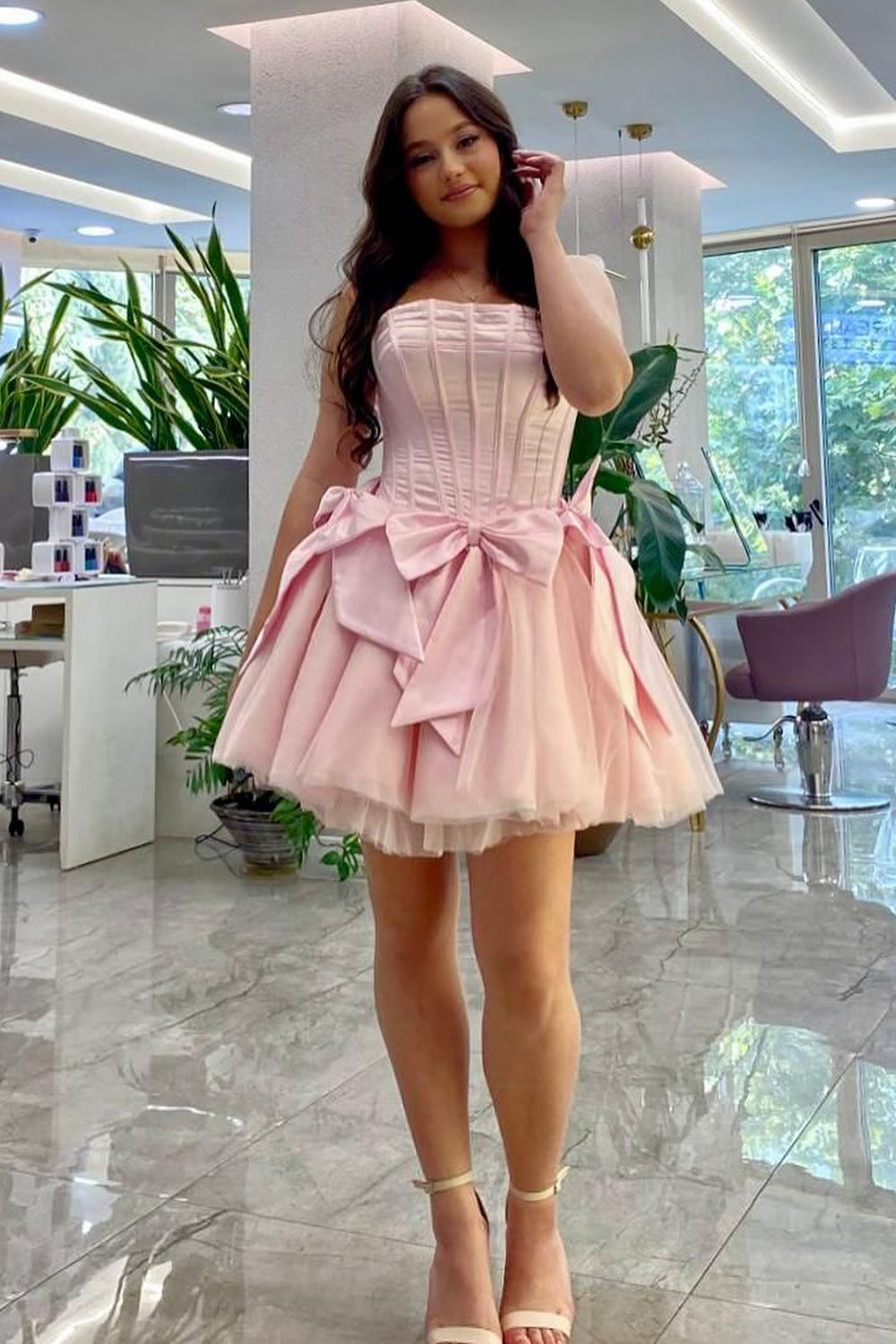 Pink Homecoming Dresses A Line Sweetheart Corset Short Cocktail Dresses