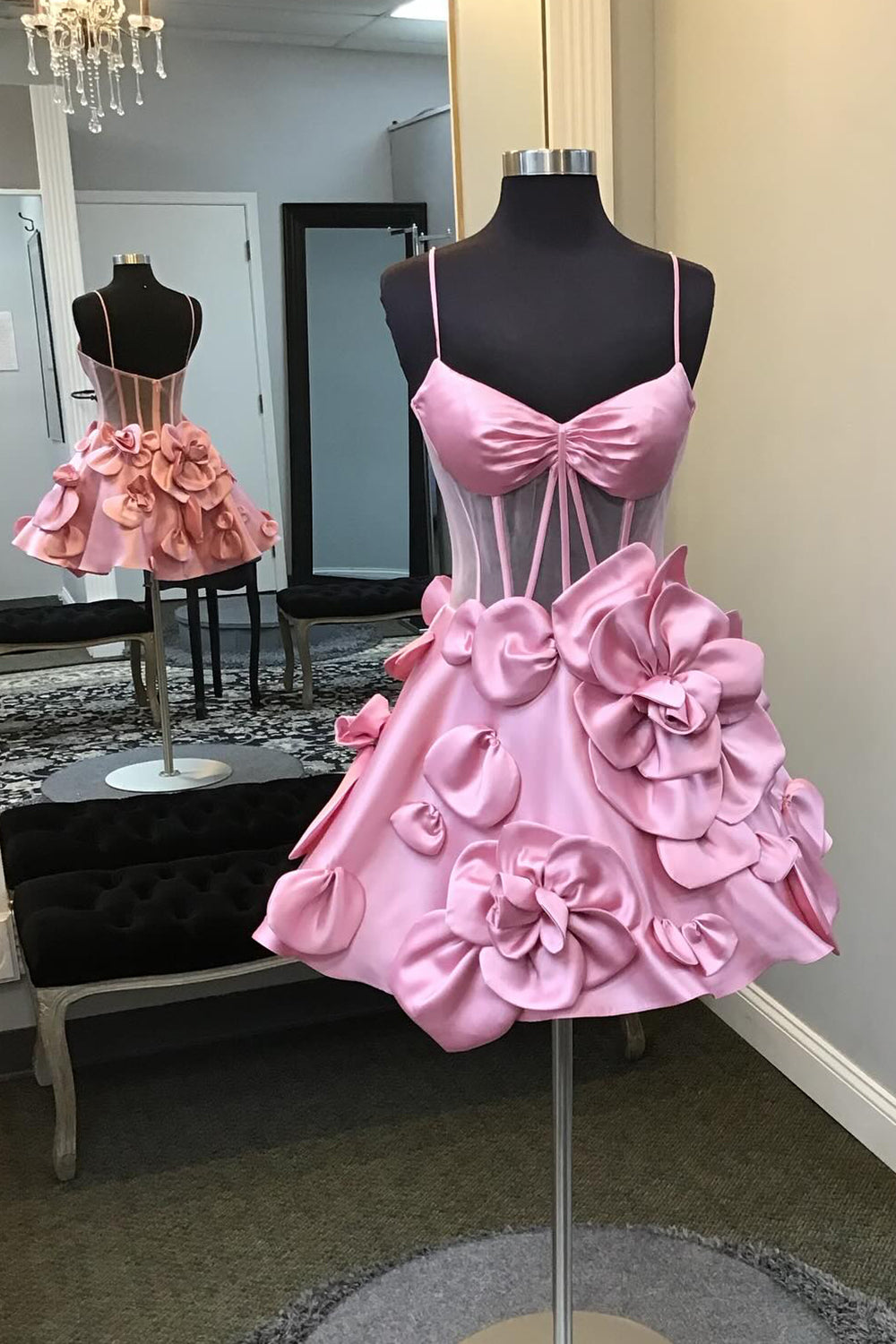 Yellow Homecoming Dresses Corset A Line Short Cocktail Dresses With 3D Flowers