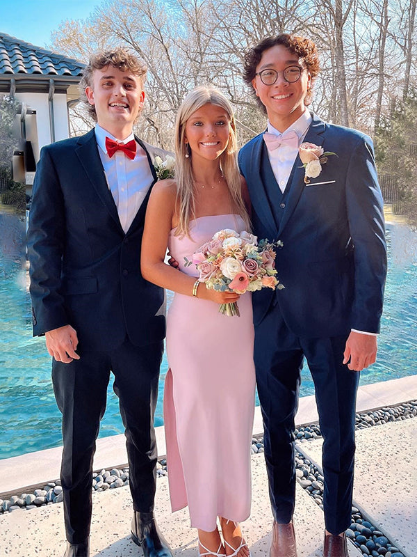 Pink Mermaid Strapless Short Prom Dress with Slit - VelvetHem