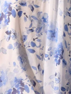 Pleated Floral Printed V Neck A Line Mother of the Bride Dress with Ruffles & 3D Flowers