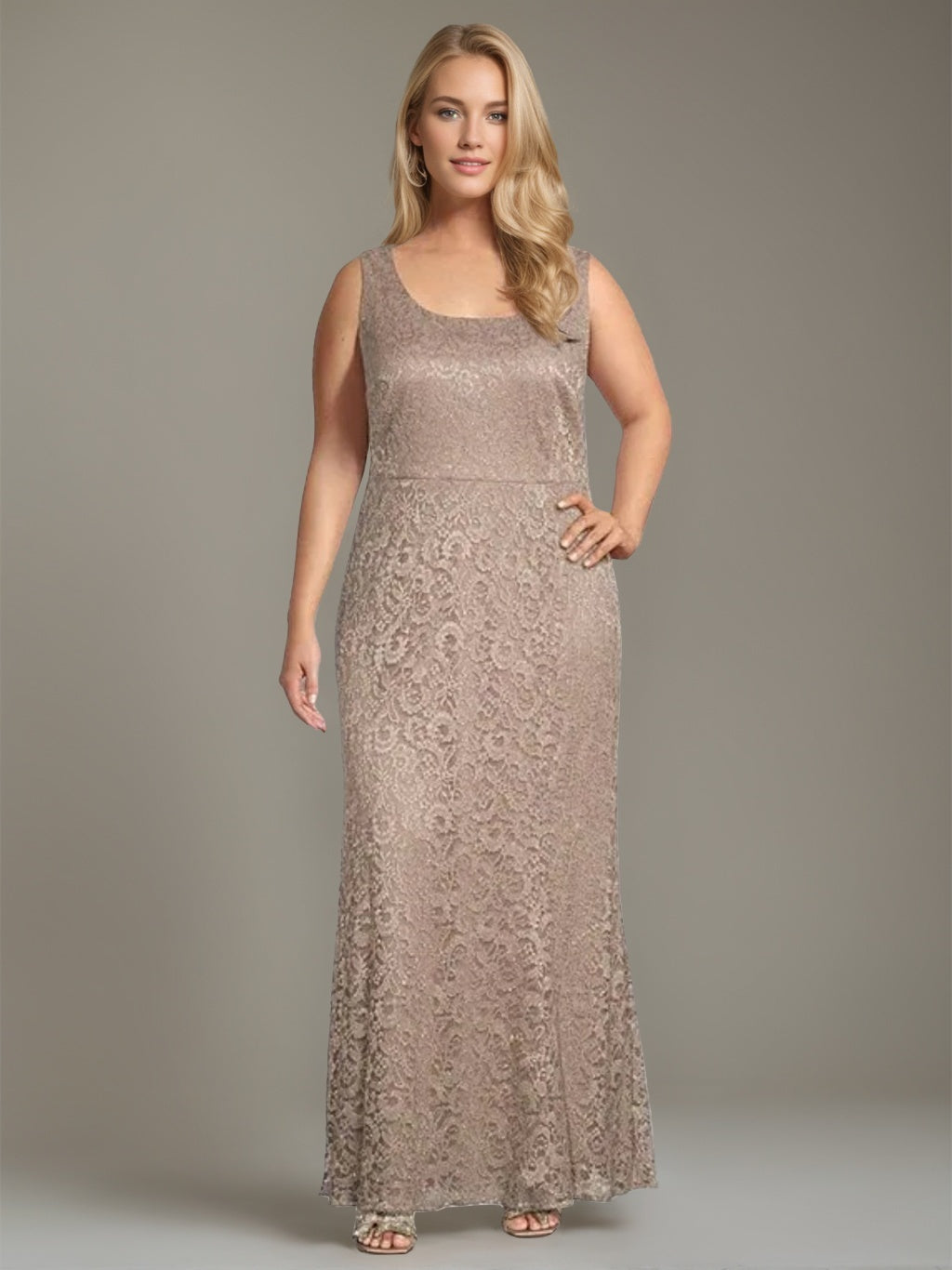 Plus Size 2 Piece Mother of the Bride Dress Set with Square Neck and Long Sheath