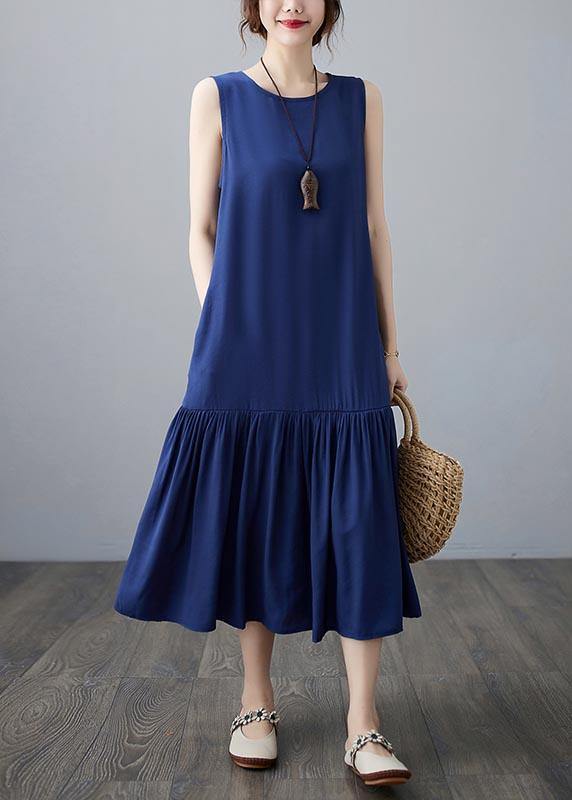 Plus Size Blue Ruffles A Line Summer Robe Dresses