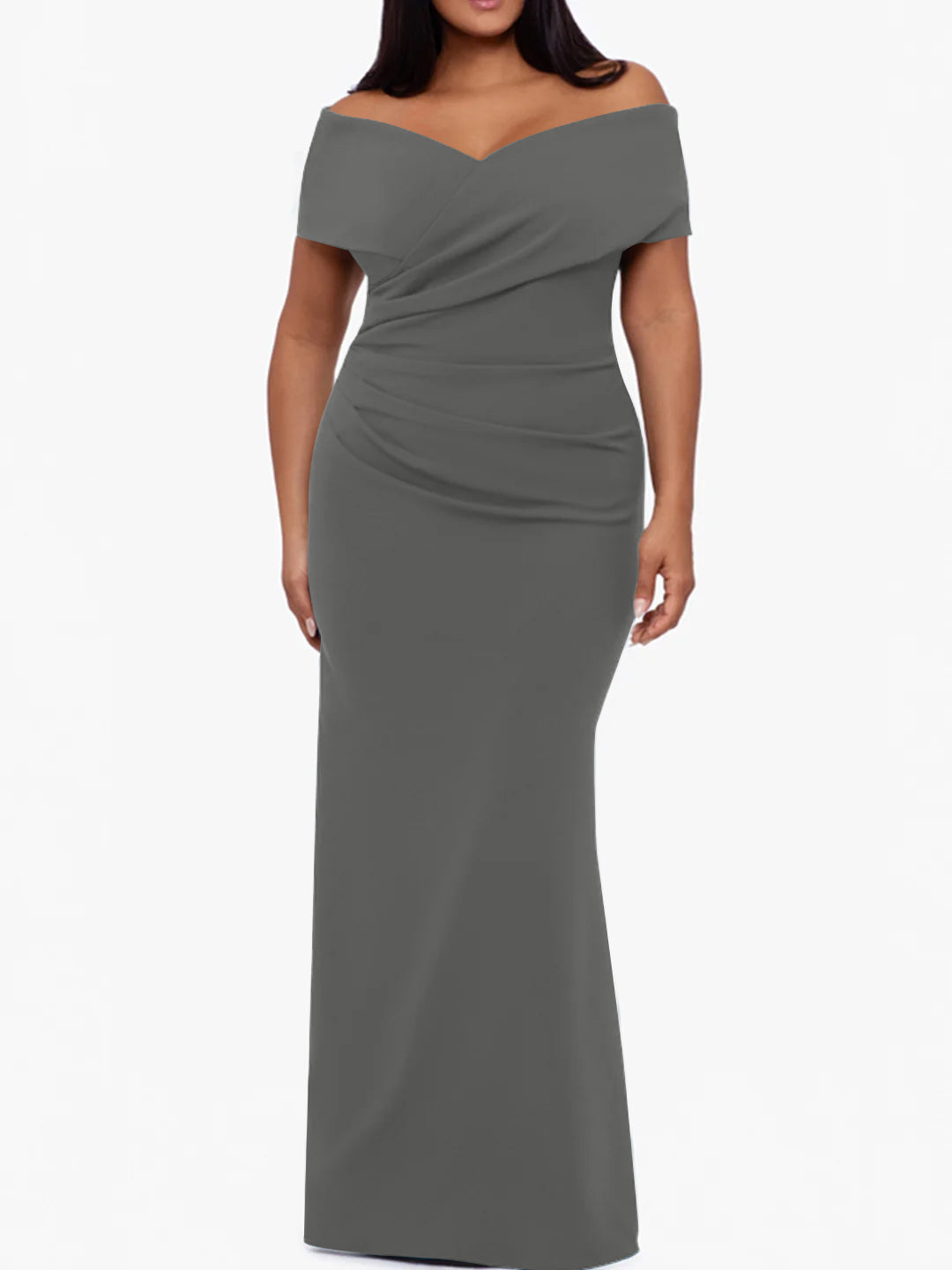 Plus Size Off the Shoulder Mermaid Trumpet Sleeveless Mother Of The Bride Long Dress
