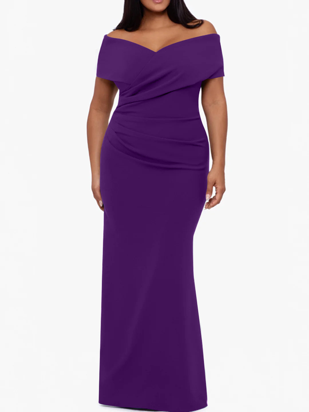 Plus Size Off the Shoulder Mermaid Trumpet Sleeveless Mother Of The Bride Long Dress
