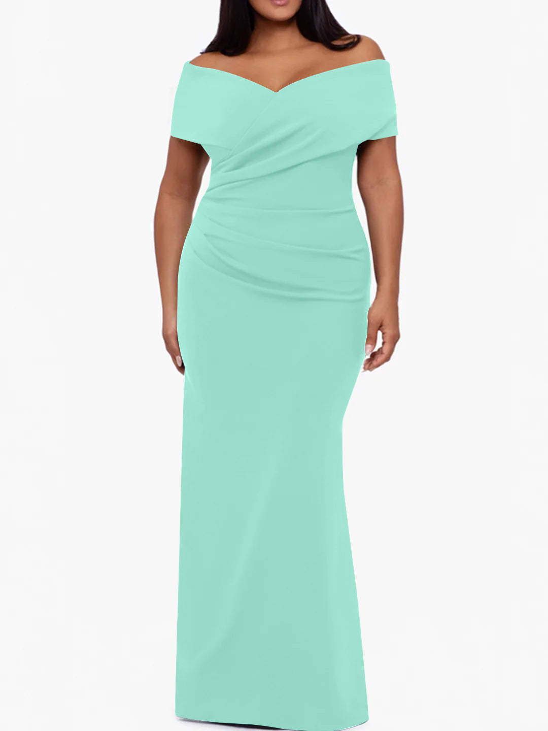 Plus Size Off the Shoulder Mermaid Trumpet Sleeveless Mother Of The Bride Long Dress