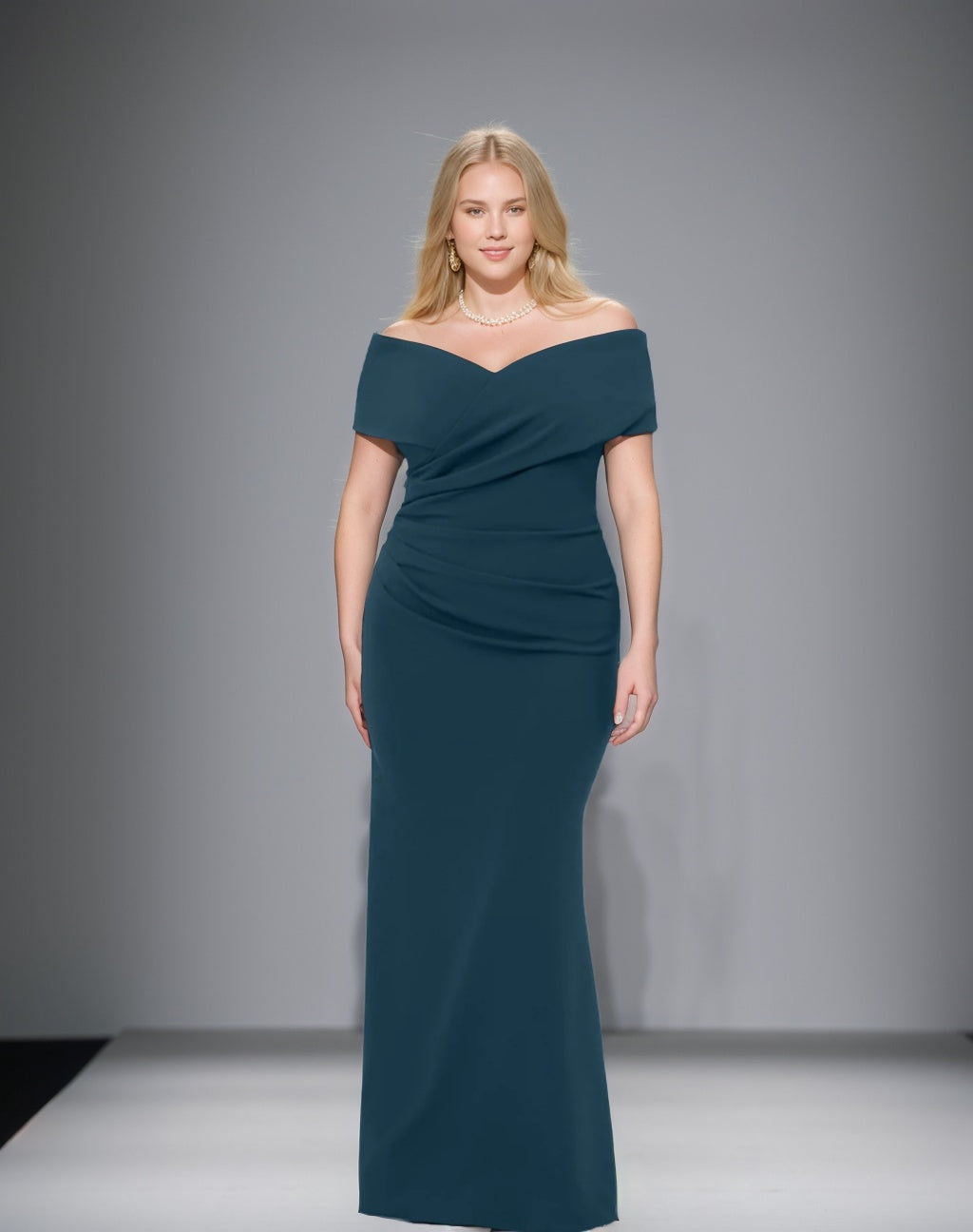 Plus Size Off the Shoulder Mermaid Trumpet Sleeveless Mother Of The Bride Long Dress